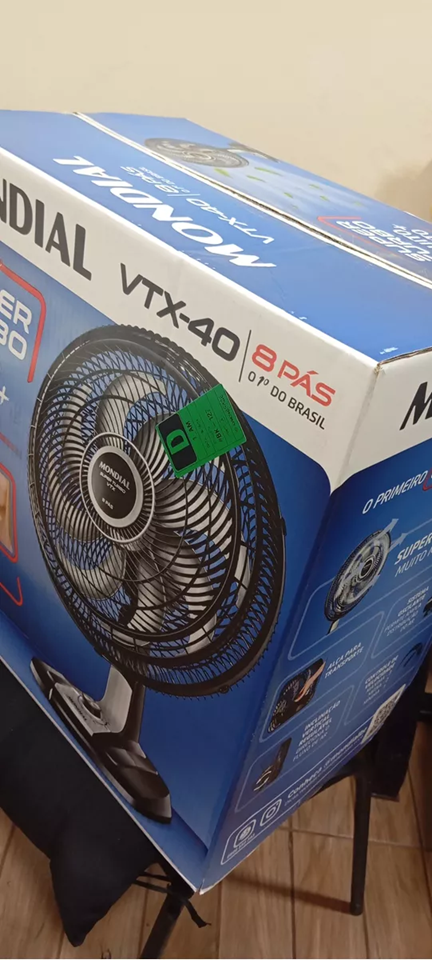 Ventilador 40cm Super Turbo 8 Pás, Mondial, Preto/Prata - VTX-40-8P